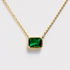 Keep it Classy Bezel Set CZ Necklace in Emerald