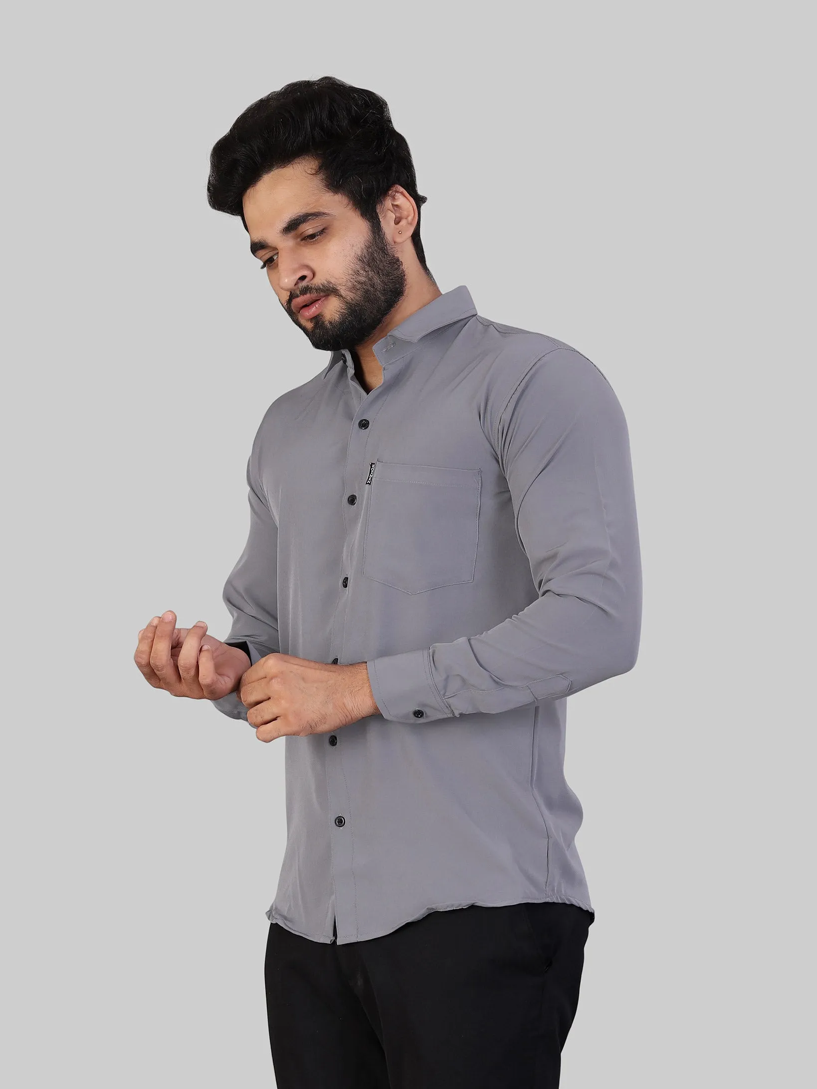 Light Grey Expandable Full Sleeve Shirt