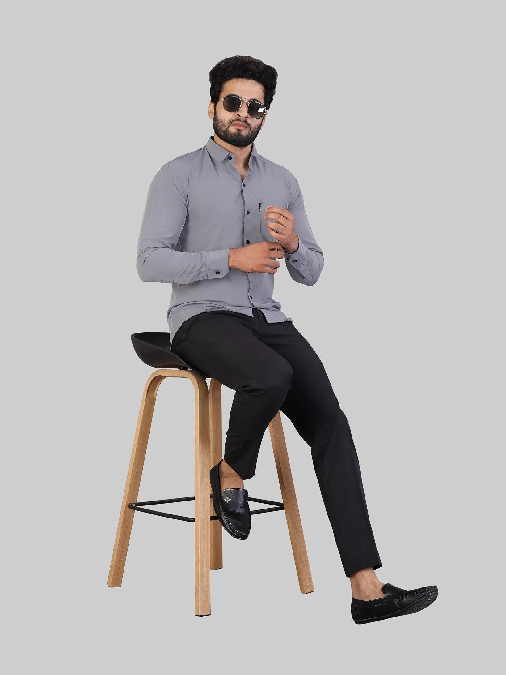 Light Grey Expandable Full Sleeve Shirt