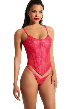 Lined Eyelash Lace Bustier Set