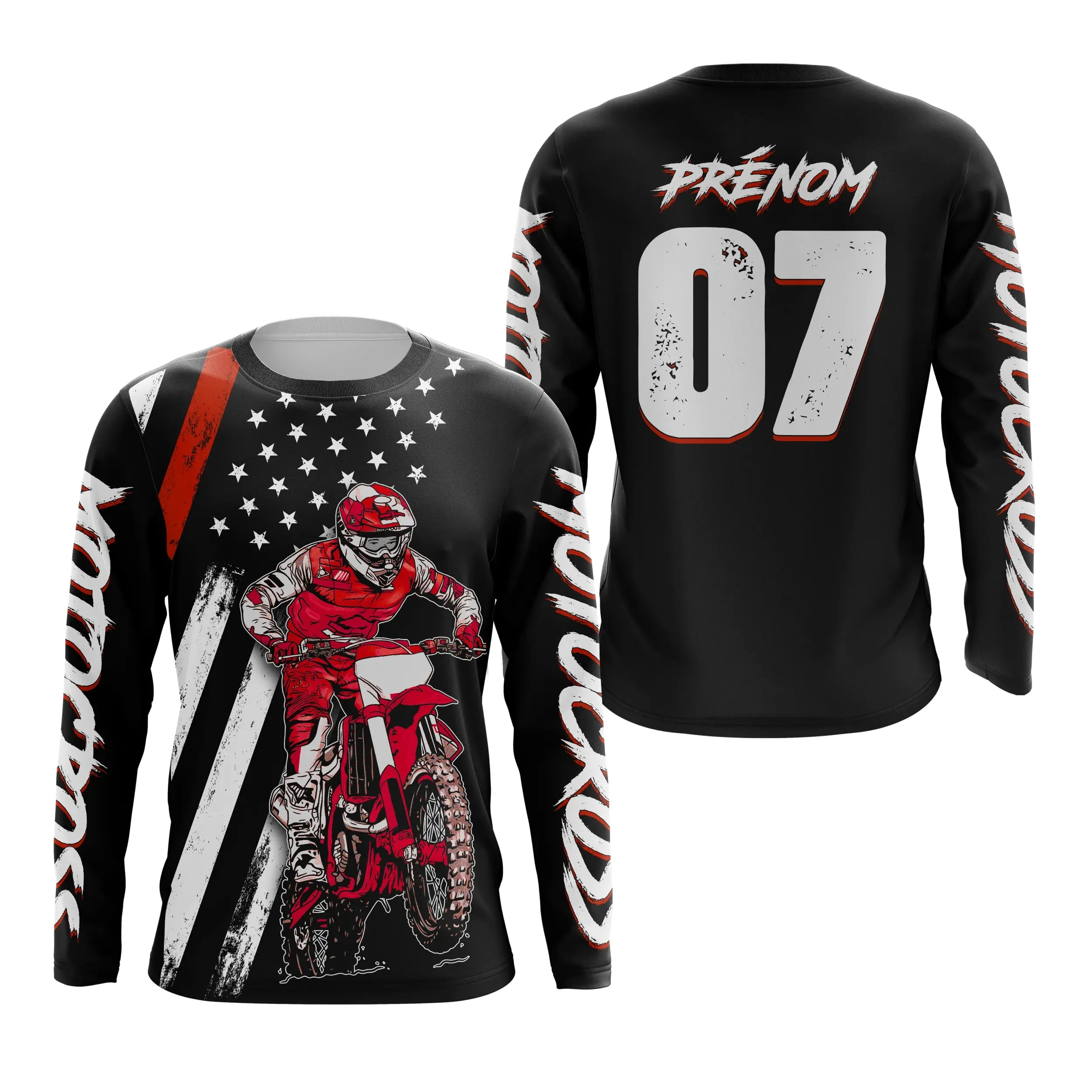 Maillot De Cross MX Racing, Rouge Dirt Bike, Cadeau Personnalisé Fan Motos Tout-Terrain - CT15122232