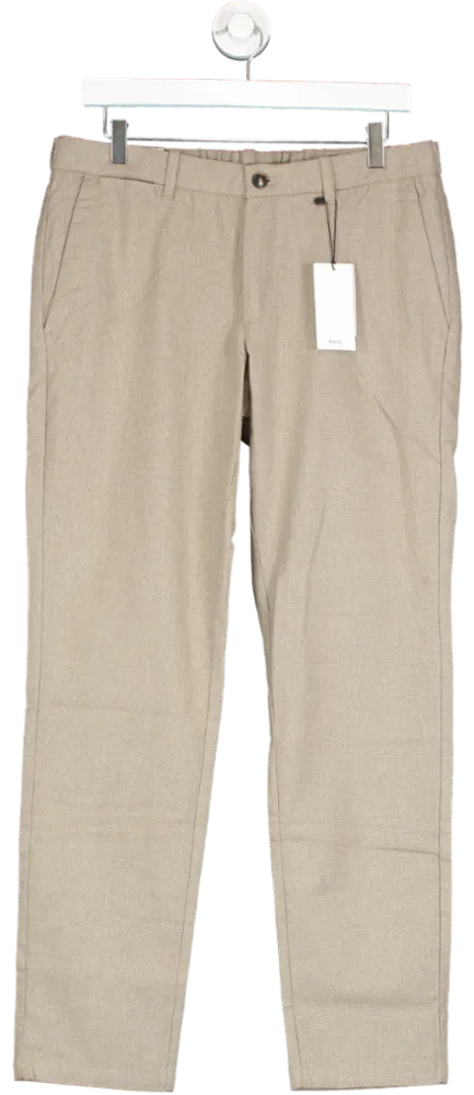 MANGO Beige Slim Fit Structured Cotton Trousers BNWOT W32