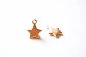 Matte Vermeil Rose Gold Star- 18k gold plated over Sterling Silver Star Charm, Gold Star Stamping Blanks, Reversible Star, Gold Star beads