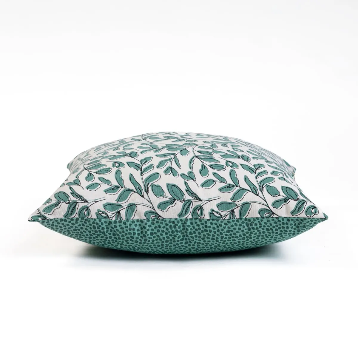 MODERN RETRO – Aqua Green reversible cotton throw pillow cover, leaf print