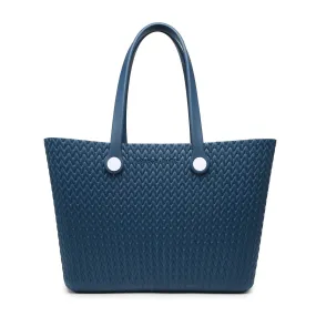 Navy Carrie Textured Versa Tote w/ Interchangeable Straps