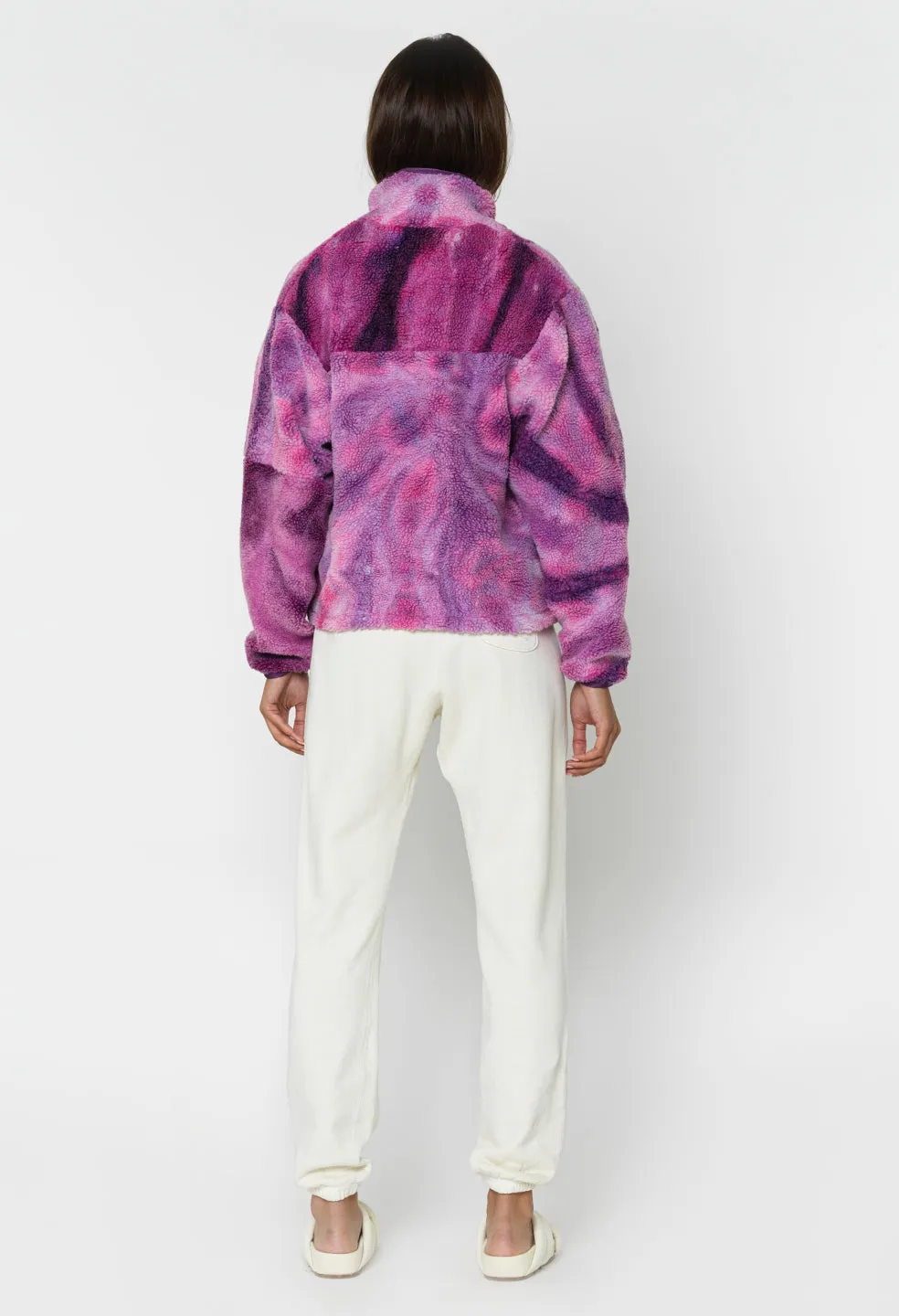 Patchwork Tie Dye Polar Fleece Zip Up / Cosmos X Prism