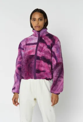 Patchwork Tie Dye Polar Fleece Zip Up / Cosmos X Prism