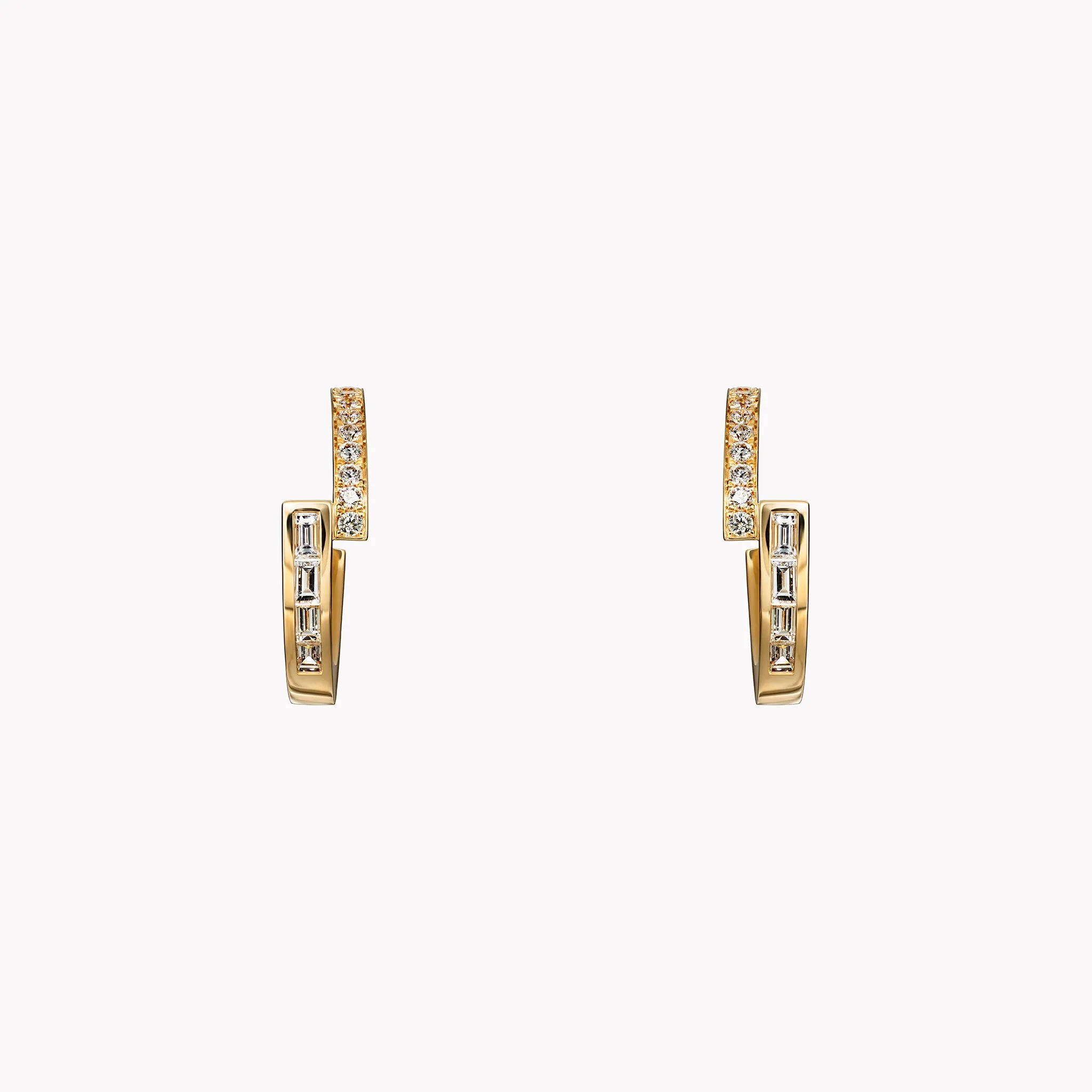 Pavé and Baguette Diamond Hoops