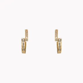 Pavé and Baguette Diamond Hoops