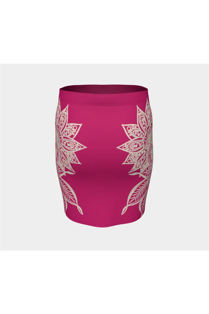 Pink Peacock Mandala Fitted Skirt