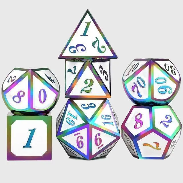 Prismatic Metal Polyhedral Dice Set