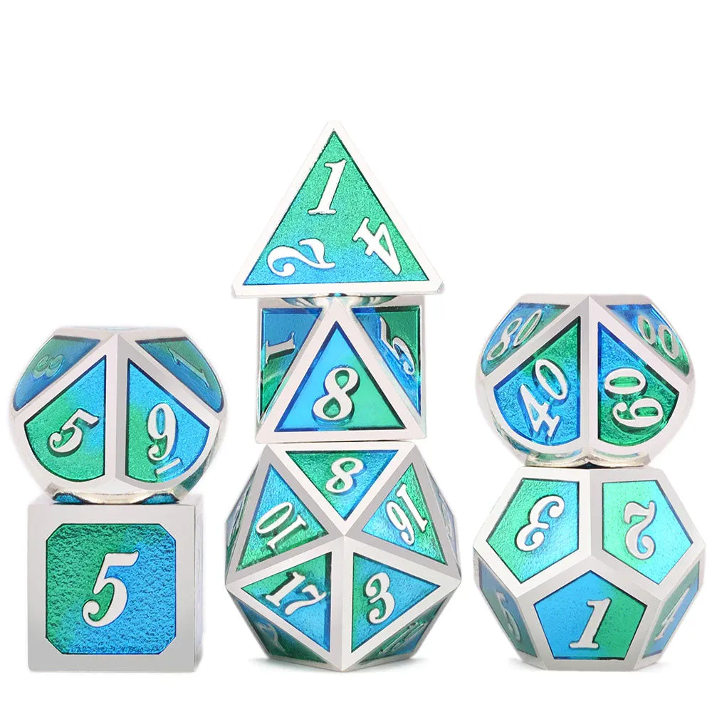 Prismatic Metal Polyhedral Dice Set