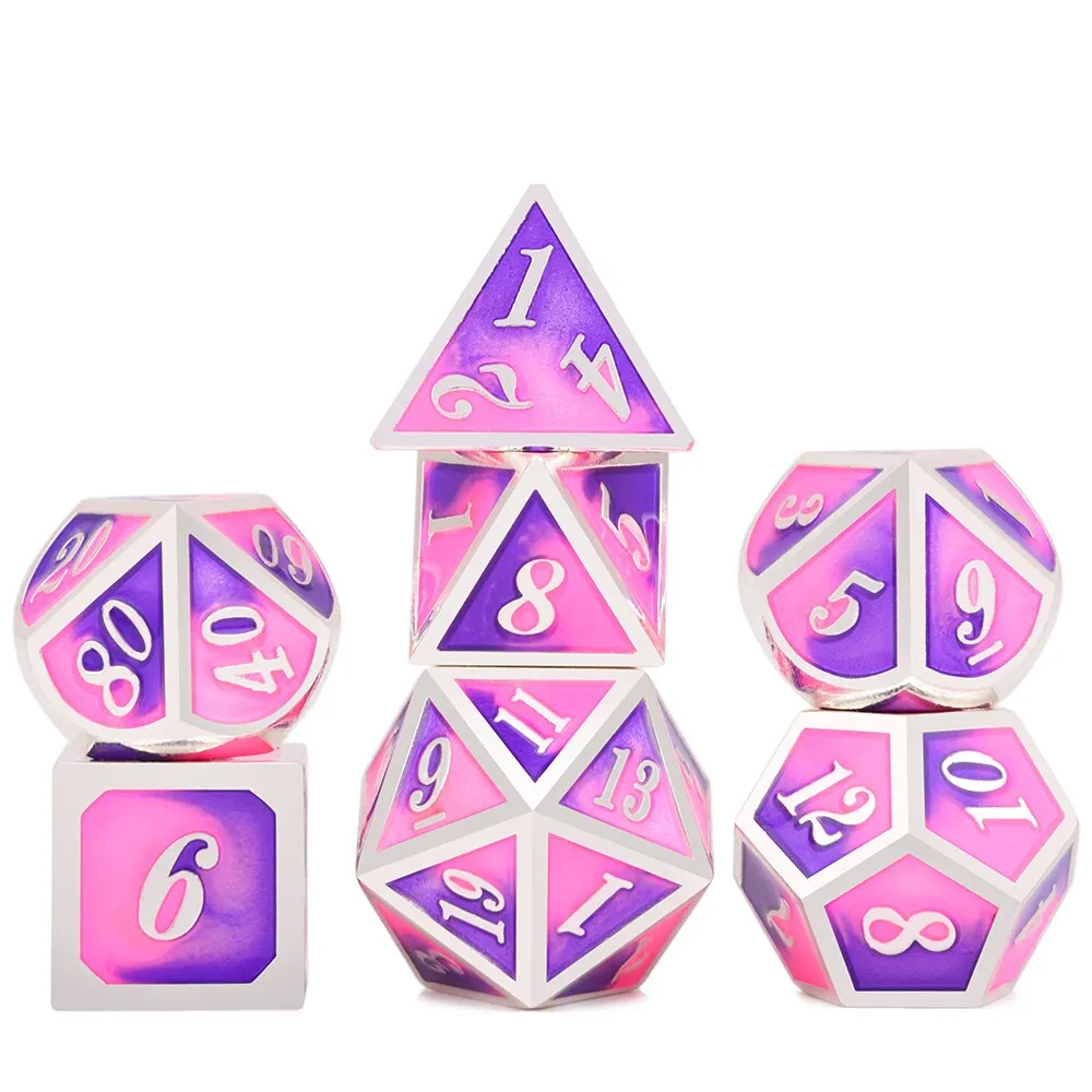 Prismatic Metal Polyhedral Dice Set