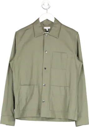 REISS Green Heavy Cotton  Canvas Button Down Shirt UK S