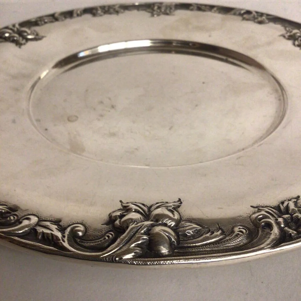 Round Tray with Floral Trim S Kirk & Son