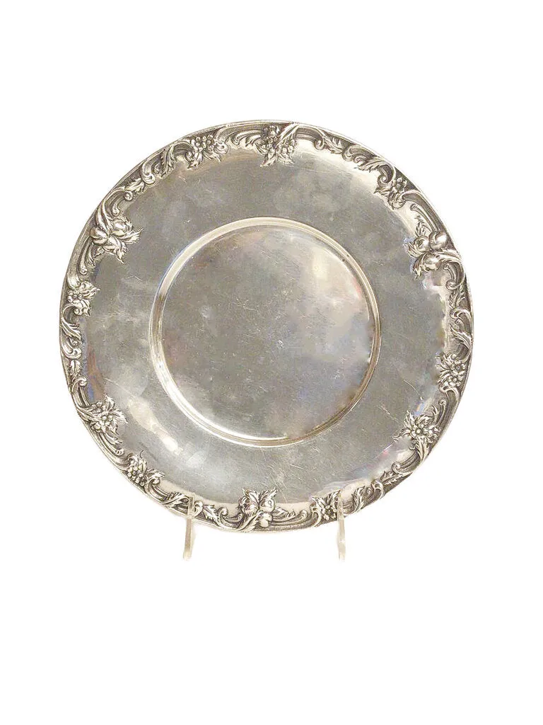 Round Tray with Floral Trim S Kirk & Son