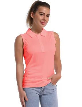 Sleeveless Slim Fit Polo Shirt coral