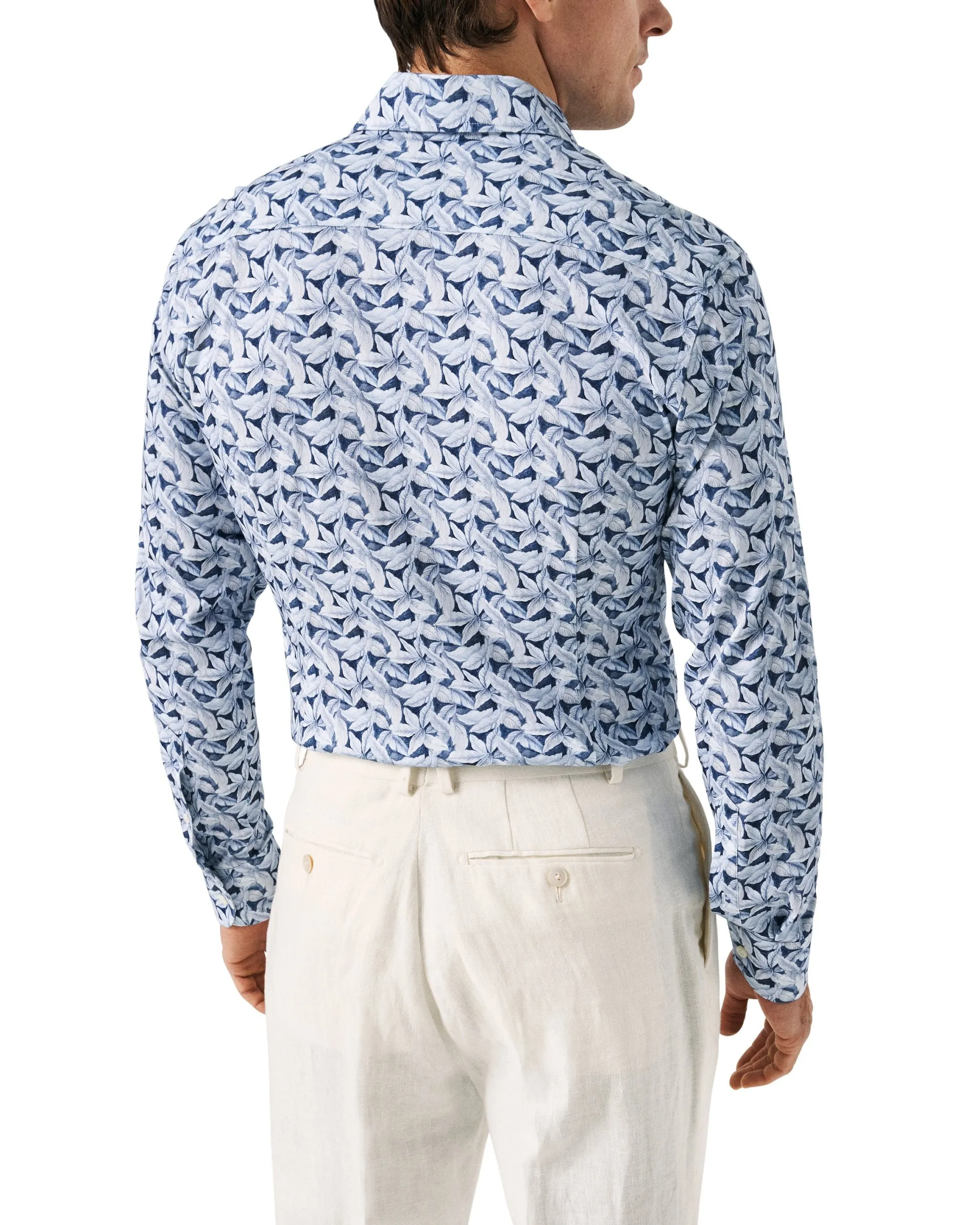 Slim Fit - Palm Print Cotton Four-Way Stretch Shirt