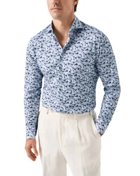 Slim Fit - Palm Print Cotton Four-Way Stretch Shirt