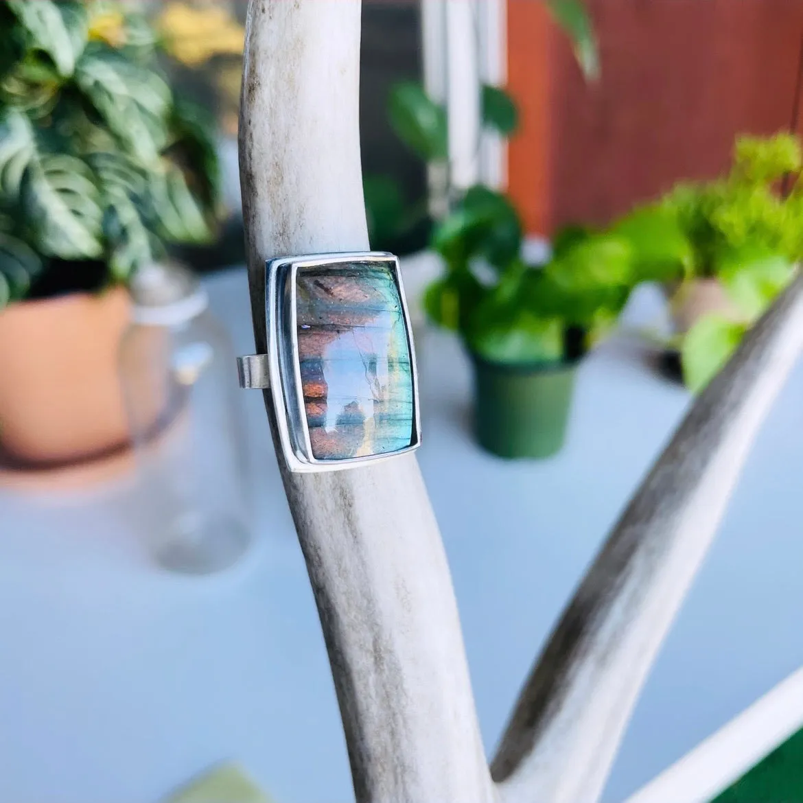 The Green Abyss Ring in Labradorite