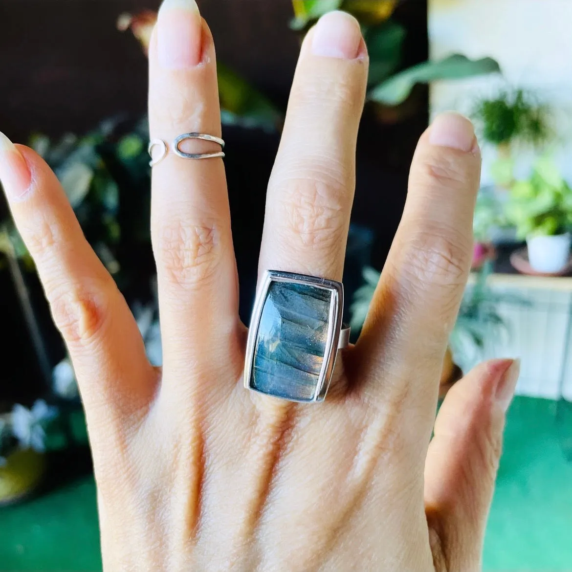 The Green Abyss Ring in Labradorite