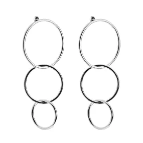 Triple Interlinking Circle Drop Earrings