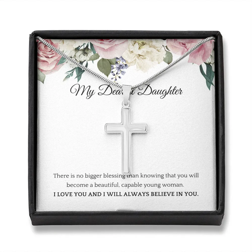 Truly Blessed My Dear Daughter Cross Pendant Necklace