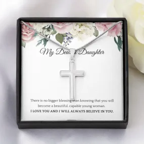 Truly Blessed My Dear Daughter Cross Pendant Necklace