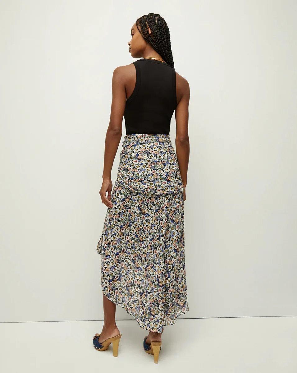 Veronica Beard - Lucien Floral Silk Skirt - Black Multi