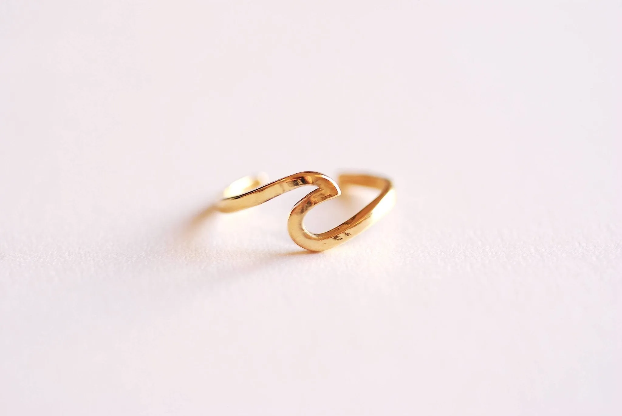 Wholesale Shiny Gold Adjustable Wave Ring- nalu ring, ocean ring, tidal wave, beach jewelry, ocean jewelry, nautical surf ring, Adjustable ring,