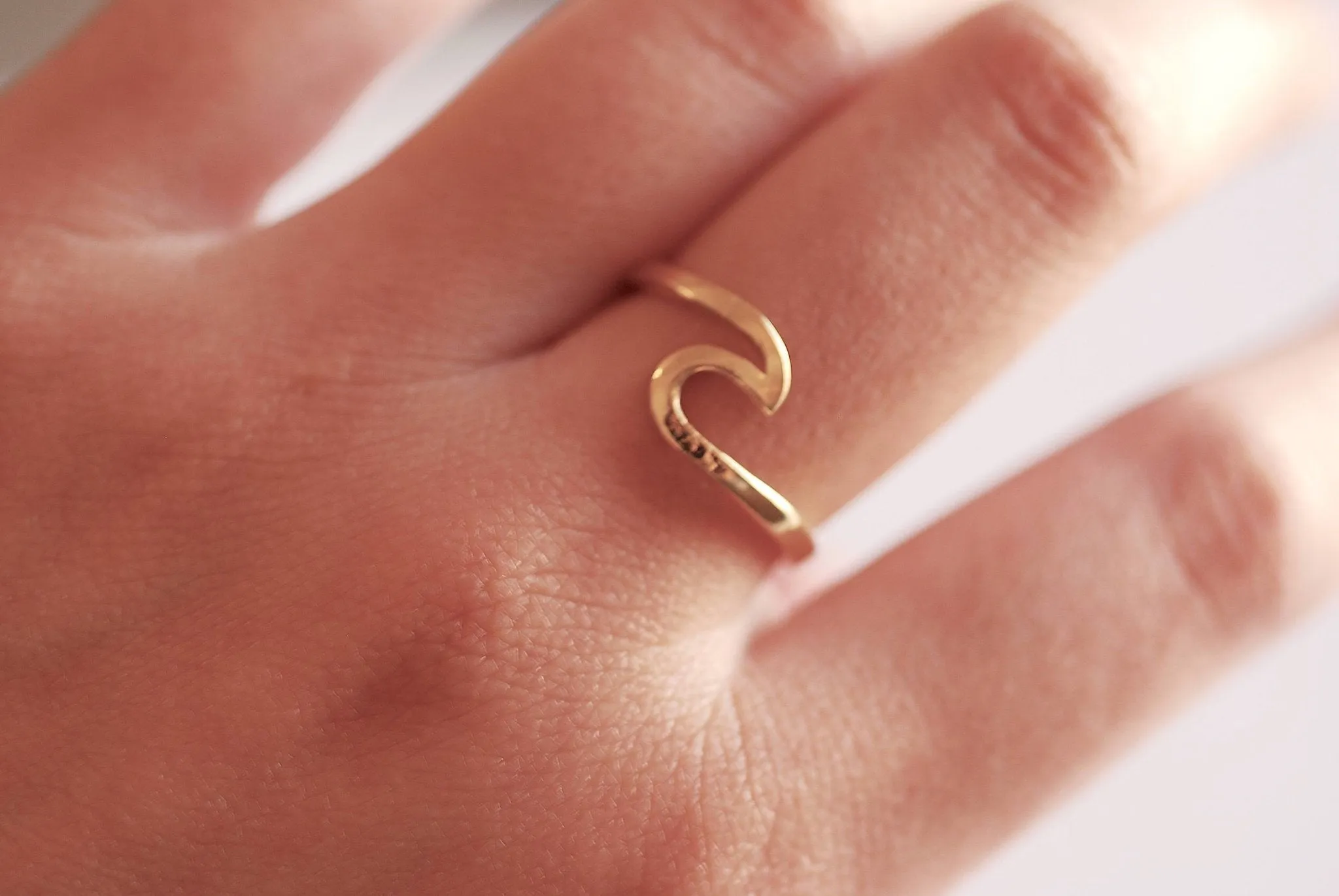 Wholesale Shiny Gold Adjustable Wave Ring- nalu ring, ocean ring, tidal wave, beach jewelry, ocean jewelry, nautical surf ring, Adjustable ring,