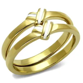 WildKlass Stainless Steel Ring IP Gold Women Epoxy White