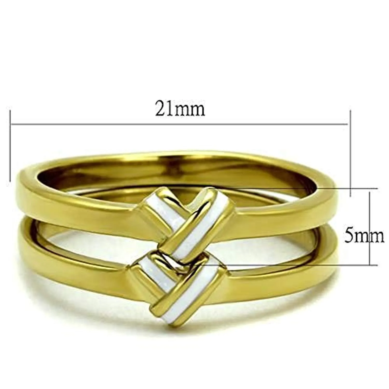 WildKlass Stainless Steel Ring IP Gold Women Epoxy White