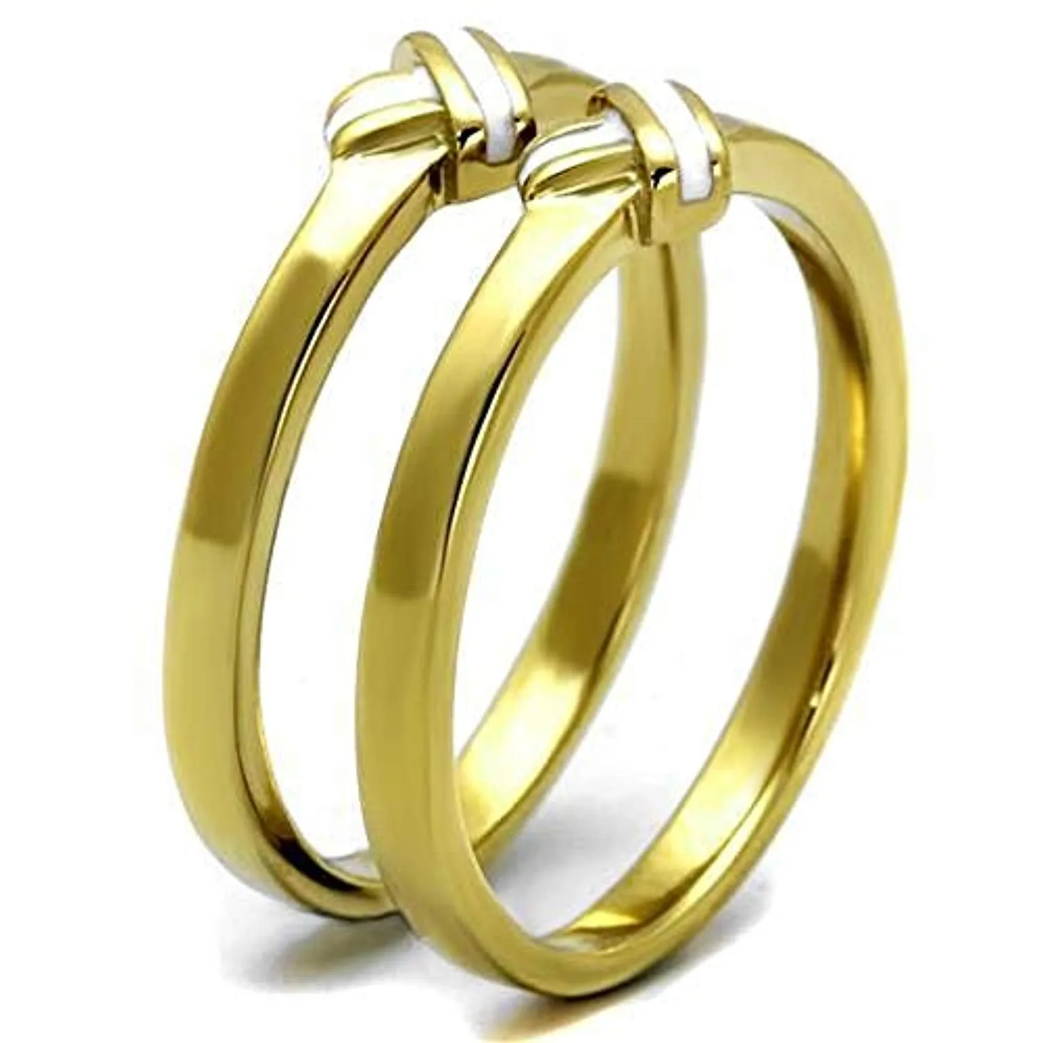 WildKlass Stainless Steel Ring IP Gold Women Epoxy White